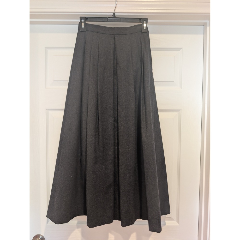 Vintage Corporate Woman Hartmarx Pleated Maxi Skirt Womens 4 Charcoal USA